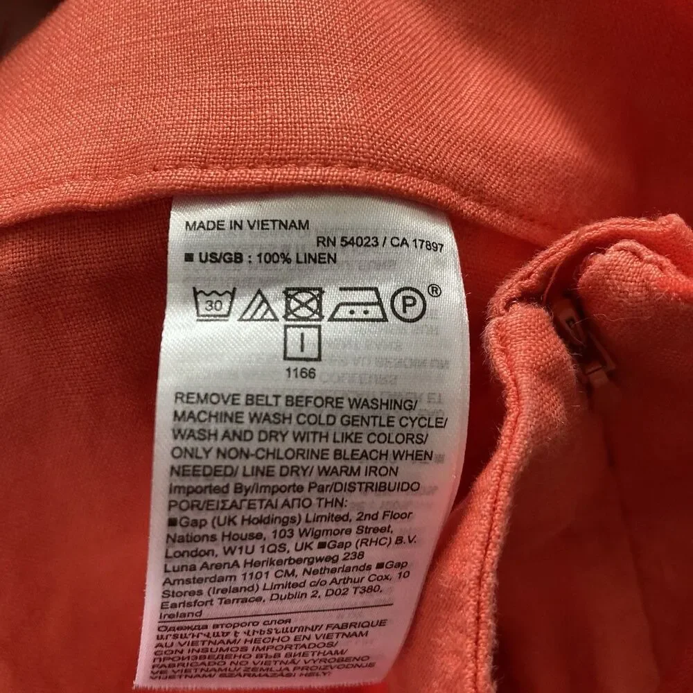 Banana Republic High Rise Wide Leg Linen Pants 12 Palazzo Sedona Coral Orange